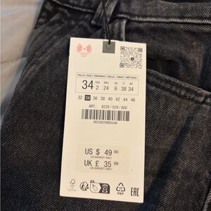 Zara Charcoal Denim Jeans - High rise & wide leg